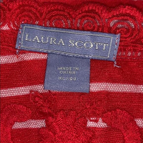Laura Scott cotton blend red / white stripped top - Picture 2 of 7